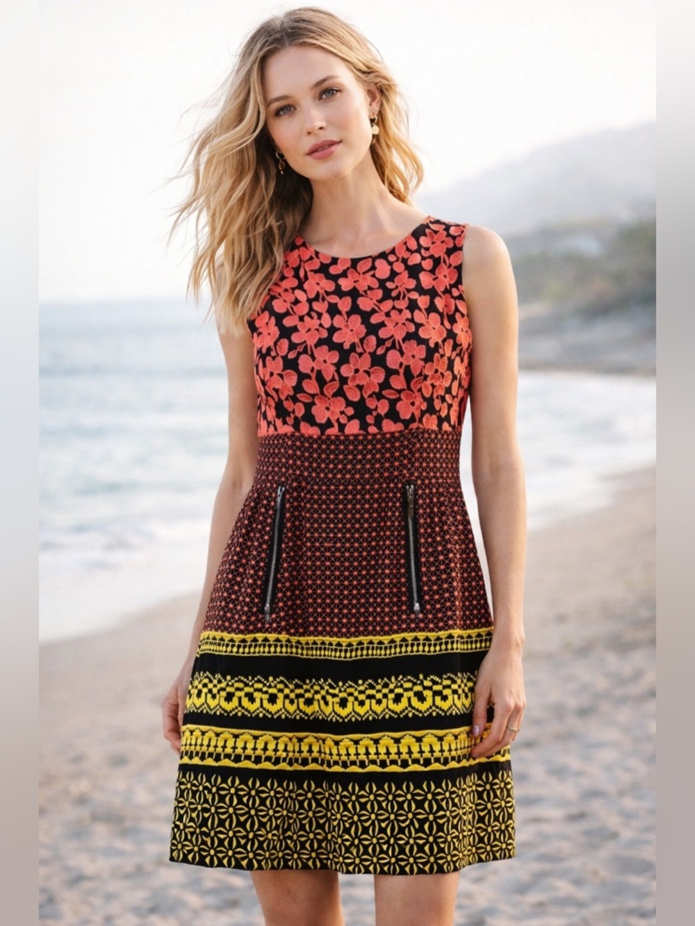 Anthropologie Tracy Reese Floral Embroidered Dress Size 4 Bold Multi Color